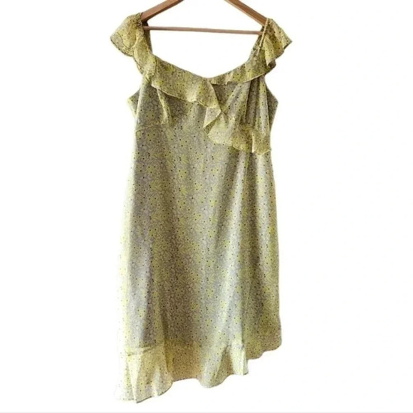 Nanette Lepore Women's Floral Ruffled Midi Dress In Lemon Meringue Size  16. - Picture 6 of 15